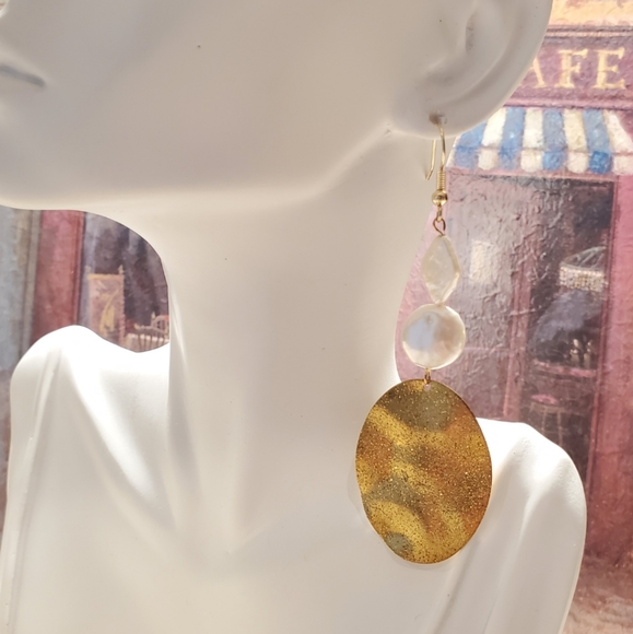 NEW Genuine Pearl Gold Boho Earrings - Picture 5 of 11